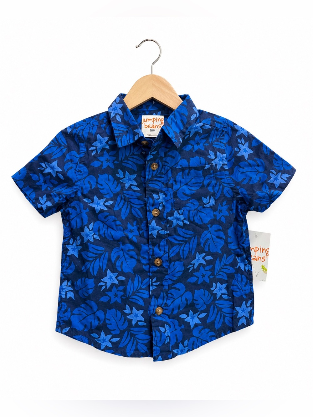jumping beans Navy & Royal Blue Floral Button-Down Shirt